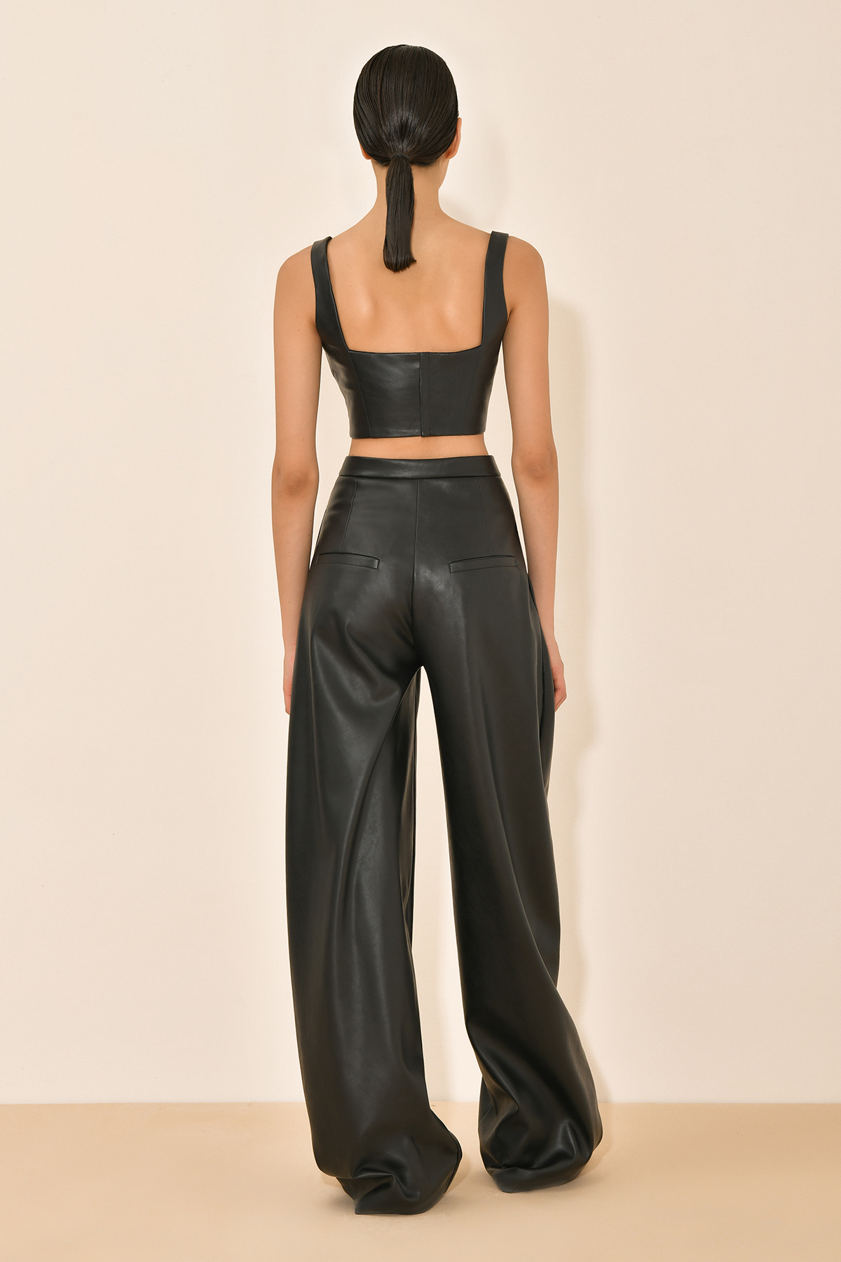 Vegan leather cropped blouse 4
